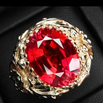 925 Sterling Silver Rose Gold Plated Rings Estate Sunset Orange Sapphire 13.50Ct