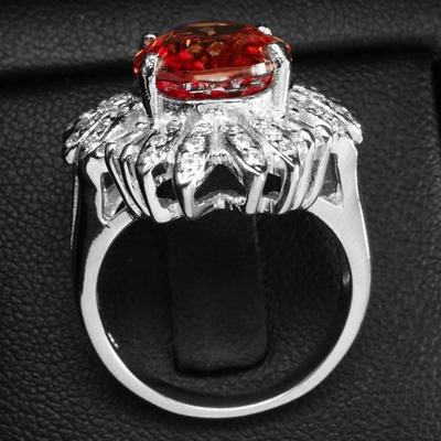 Stupendous Sunset Padparadscha Oval 8.25Ct 925 Sterling Silver Ring