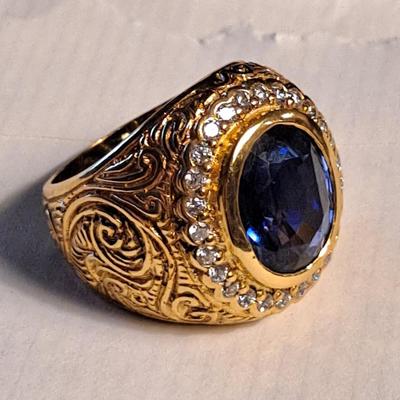 18kt Gold Overlay Sterling Silver Lab Grown Sapphire