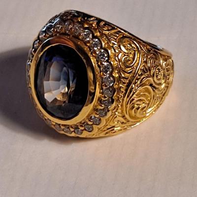 18kt Gold Overlay Sterling Silver Lab Grown Sapphire