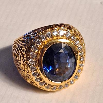 18kt Gold Overlay Sterling Silver Lab Grown Sapphire