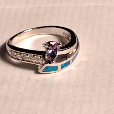 Opal and amethyst Ring
