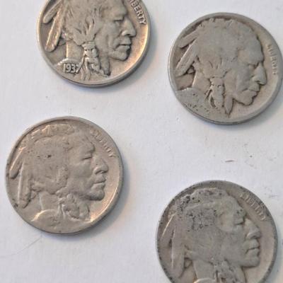 Set of 4 Buffalo Nickels