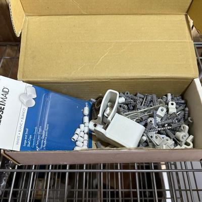 3 STACKING BINS OF VARIOUS TAPE AND HARDWARE