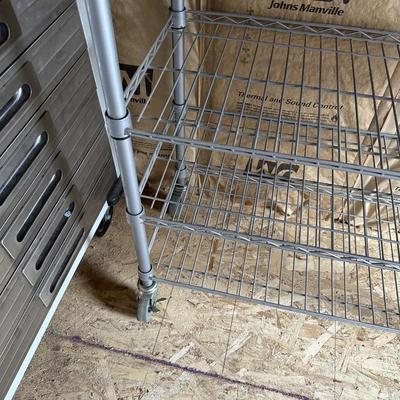 WIRE STORAGE RACK ON CASTERS