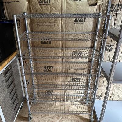 WIRE STORAGE RACK ON CASTERS