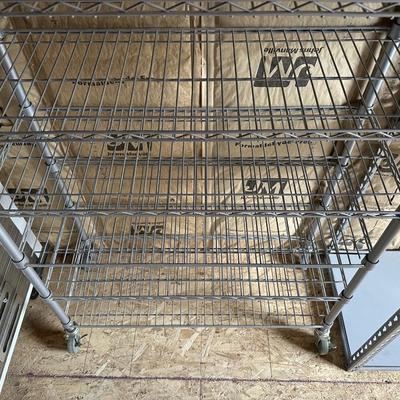 WIRE STORAGE RACK ON CASTERS