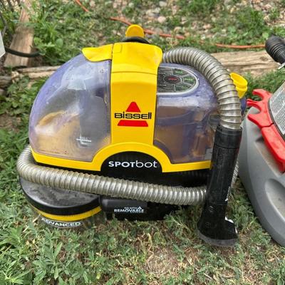 HUSKY 2.5 GALLON WET/DRY SHOP VAC AND A BISSELL SPOTBOT CARPET CLEANER
