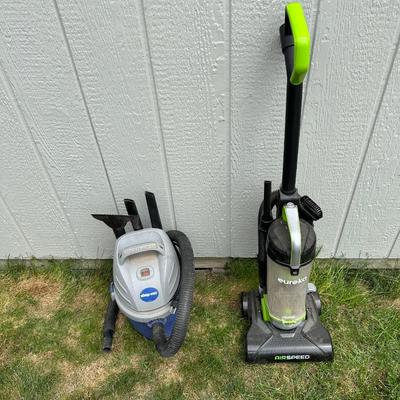 2.5 SHOP VAC AND A EUREKA AIRSPEED BAGLESS VACUUM