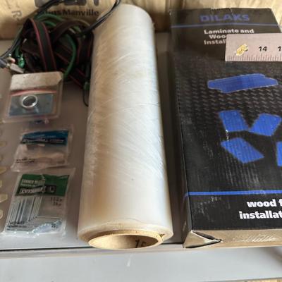 HARDWARE, BUNGEE CORDS, STRAPS, CELLOPHANE STRETCH WRAP, T-SHAPED RULER AND MORE