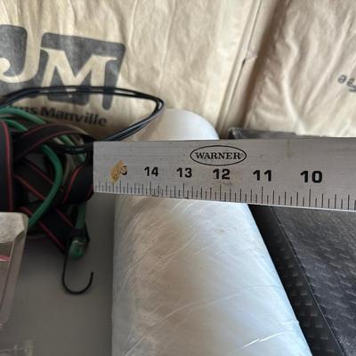 HARDWARE, BUNGEE CORDS, STRAPS, CELLOPHANE STRETCH WRAP, T-SHAPED RULER AND MORE