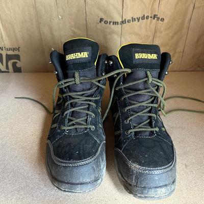 FISHING TACKLE, REELS, BAIT, RAIN SUIT W/PANTS & MEN'S BRAHMA BOOTS SIZE 10