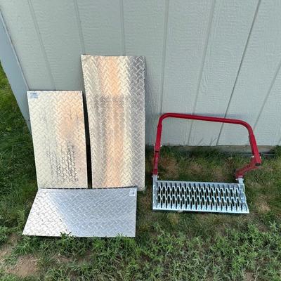 DIAMOND TREAD ALUMINUM SHEETS AND A RV STEP