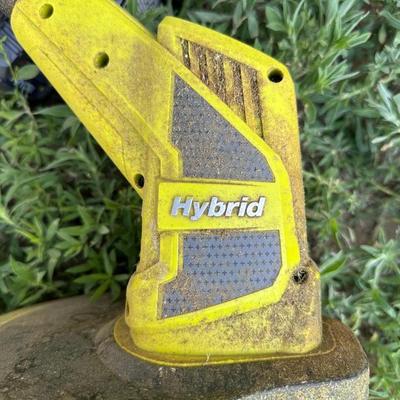 RYOBI GAS BLOWER/VACUUM AND RYOBI CORDLESS WEED CUTTER WITH CHARGER AND 2 BATTERIES