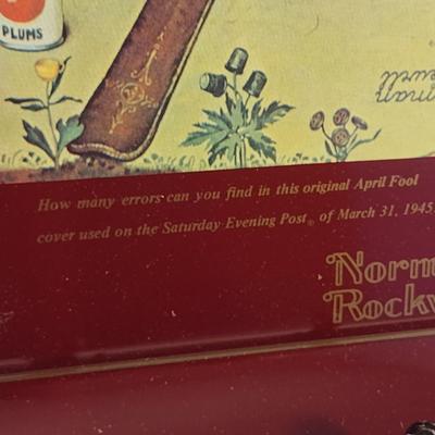 Vintage 1977 'April Fool's Day' Lasser's Beverages Norman Rockwell Metal Tray