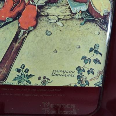 Vintage 1977 'April Fool's Day' Lasser's Beverages Norman Rockwell Metal Tray