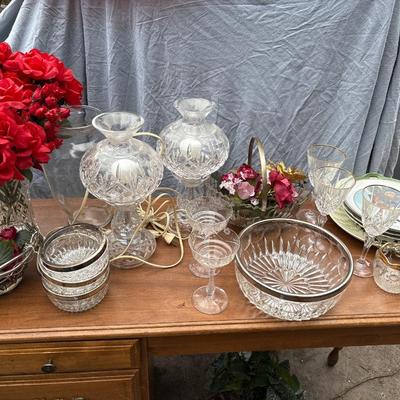 Crystal lamps, vases, bowls, and more