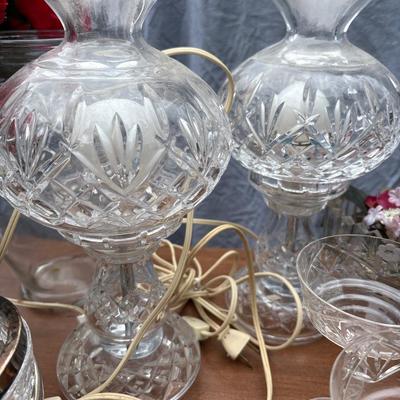 Crystal lamps, vases, bowls, and more