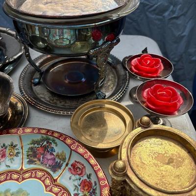 Silver plate & gold tone pieces