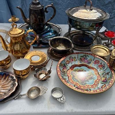 Silver plate & gold tone pieces