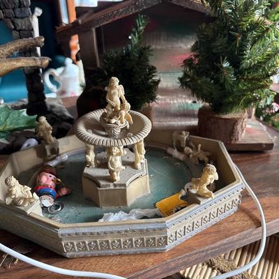 Fountain mini nativity set plus other Christmas decor