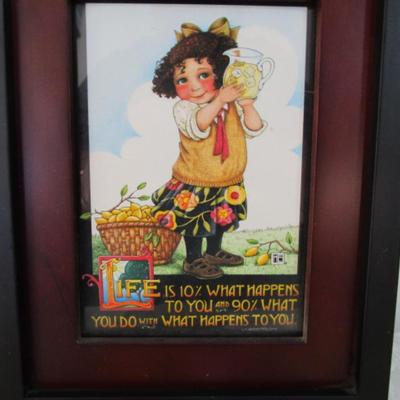 1 framed picture, 2 mini posters, 1 decorative rock