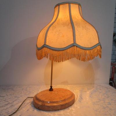 1 vintage marble base lamp with fringed shade