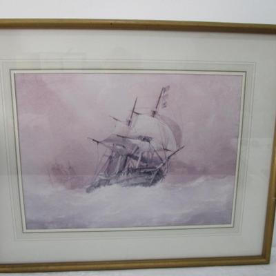 Clipper Ship in Waves framed picture
