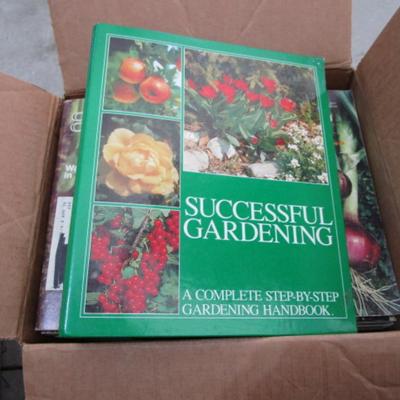 Box of "Organic Gardening magazines", "Successful Gardening" book