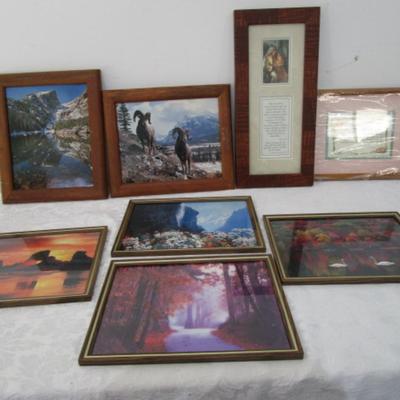8 framed pictures