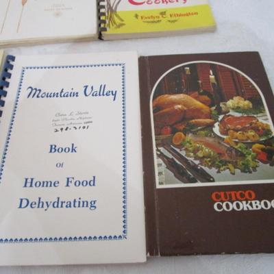 3 cooking with wheat books, 1 dehydrating book, 2 cookbooks