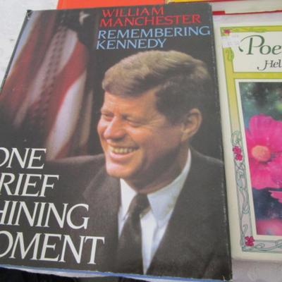 4 positivity books, 1 poetry book, 1 Ideals book, 1 book on John F. Kennedy
