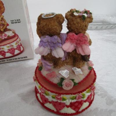New in box, Revolving music box with angel bears