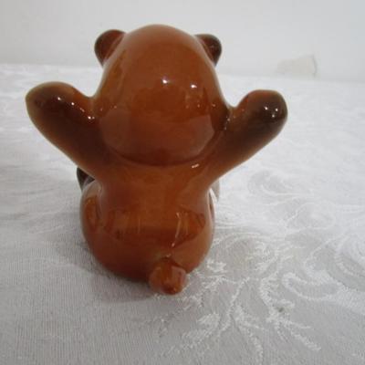 School bear with desk/chair, vintage ceramic bear
