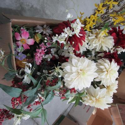 Box of silk flowers