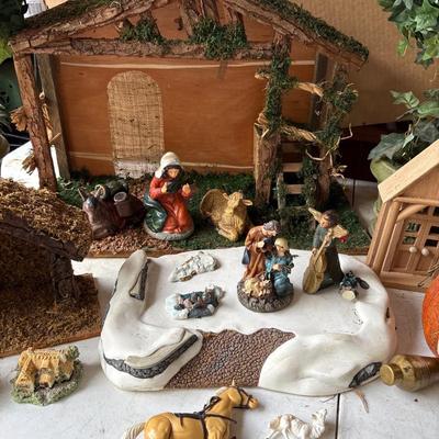 Nativity creche , Ivy topiaries and other holiday decor