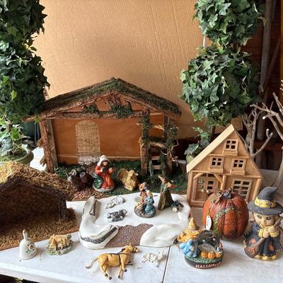 Nativity creche , Ivy topiaries and other holiday decor