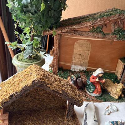 Nativity creche , Ivy topiaries and other holiday decor