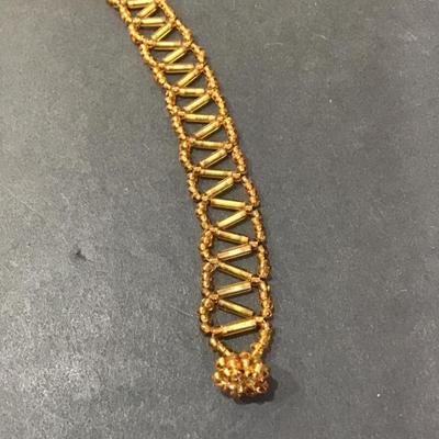Sale Photo Thumbnail #17: Very nice vintage, amber glass beaded choker necklace. Please see attached photos.