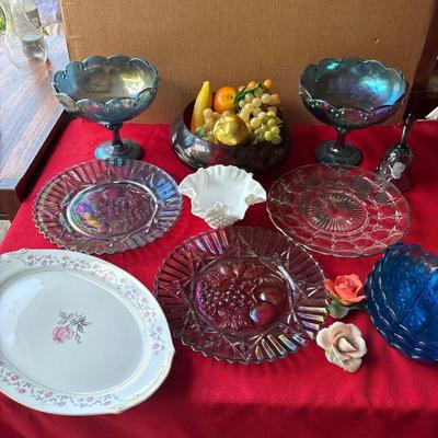 I Indiana blue carnival glass plus extra