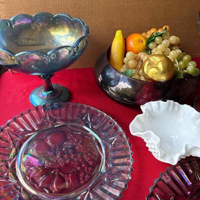 I Indiana blue carnival glass plus extra
