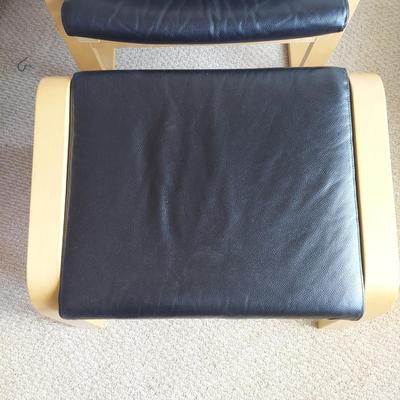 Two Ikea Poäng Chairs with Ottoman (BR1-BBL)