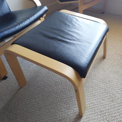 Two Ikea Poäng Chairs with Ottoman (BR1-BBL)