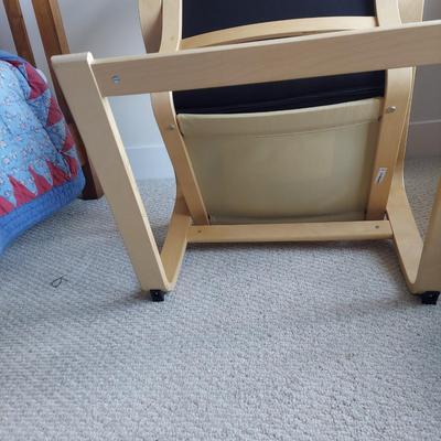 Two Ikea Poäng Chairs with Ottoman (BR1-BBL)