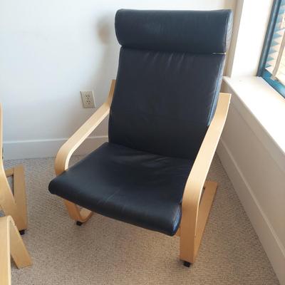 Two Ikea Poäng Chairs with Ottoman (BR1-BBL)