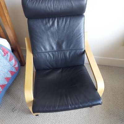 Two Ikea Poäng Chairs with Ottoman (BR1-BBL)