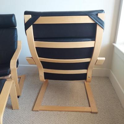 Two Ikea Poäng Chairs with Ottoman (BR1-BBL)