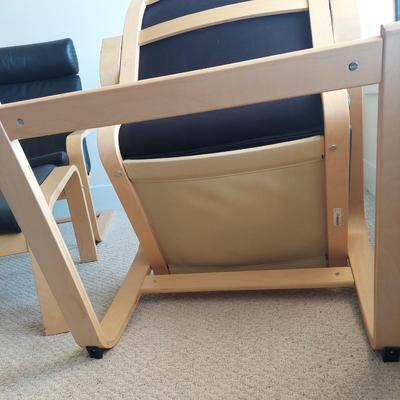 Two Ikea Poäng Chairs with Ottoman (BR1-BBL)