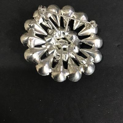 Sale Photo Thumbnail #141: Very nice fashion, statement, brooch, SilverTone, purple rhinestones. Please see attached photos.