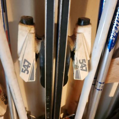 Large Lot of Vintage Ski Boots , Skis and Pools
